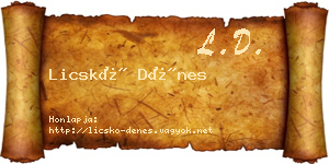Licskó Dénes névjegykártya